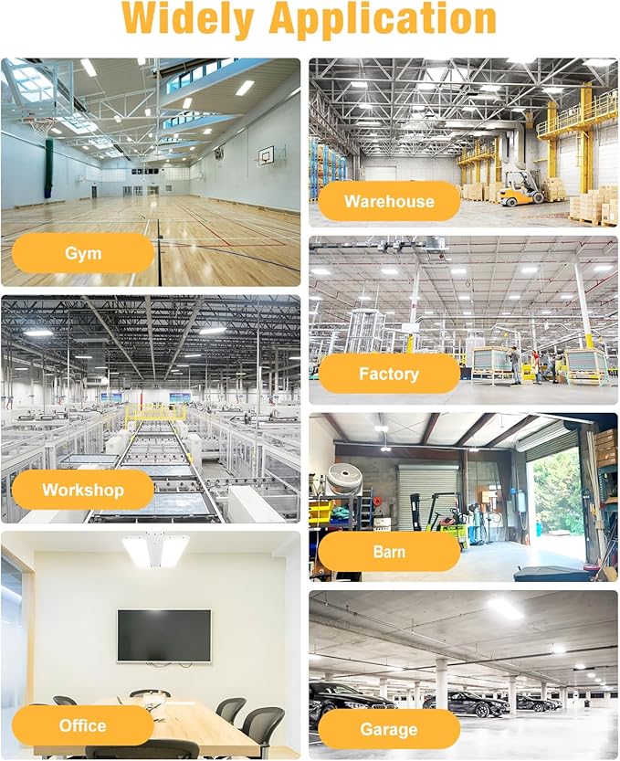 LED Linear High Bay Light, 130W 19500LM High Bay LED Shop Lights, 120-277V, 5000K, 0-10V Dimmable LED Shop Light, Linear High Bay Light for Warehouse Workshops, UL Complied.