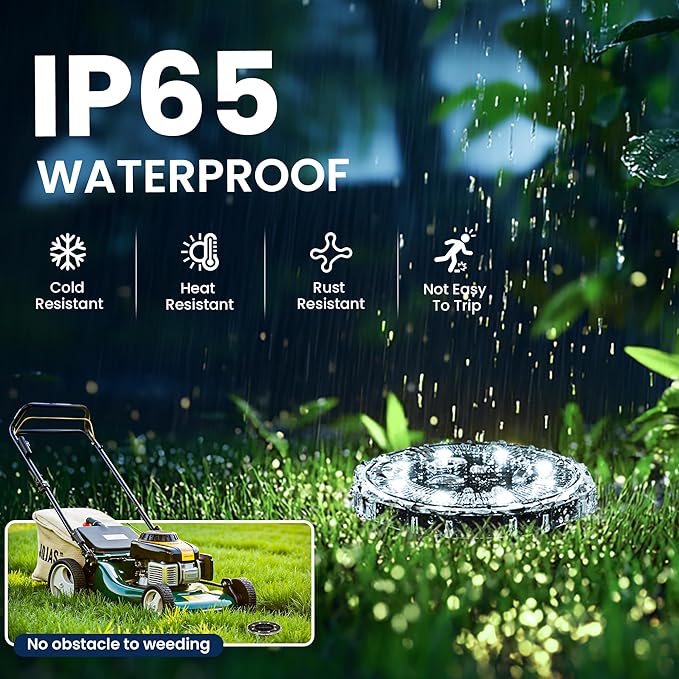 SOLPEX Solar Ground Lights 20 Pack, Solar Pathway Lights Outdoor Waterproof, Landscape Lighting for Garden, Walkway, Driveway, Yard, Deck, Patio, Swimming Pool (Cool White)