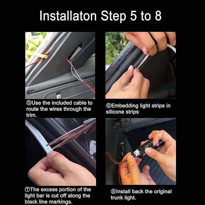 Car LED Strip Lights, Dynamic Flowing Car Trunk Light Strip, 157.48" Flexible Trunk Led Light Strip, Easy Install, Waterproof, Suitable for Cars, SUVs(White)