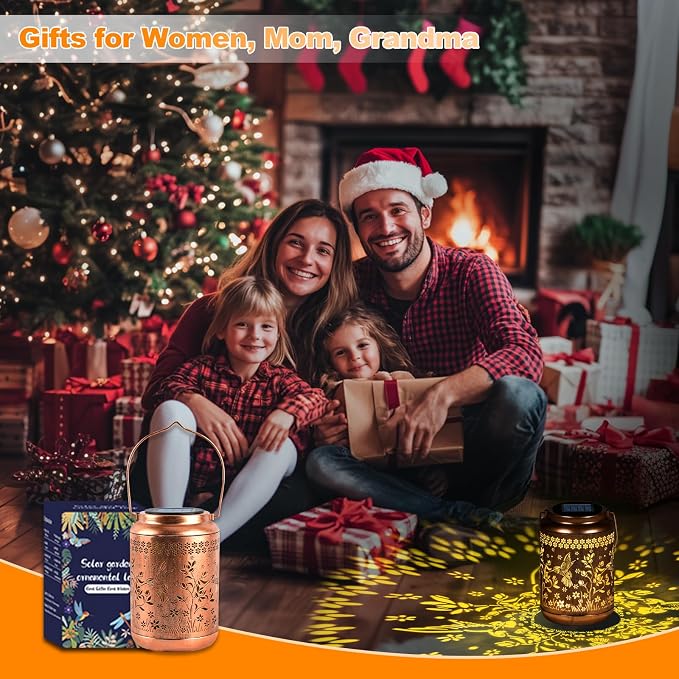 Solar Lanterns Outdoor Waterproof, Hummingbird Garden Decor for Yard Porch Lawn Patio Pathway, Hanging Solar Lights Birthday Gifts for Women Mom Grandma Sister Friend
