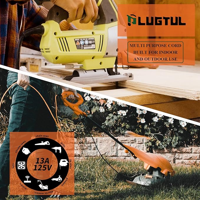 Outdoor Extension Cord 15 FT Waterproof, 16/3 Gauge Heavy Duty 3 Prong Extension Cord, 13A 1625W SJTW, ETL Listed, Great for Garden and Home, Orange