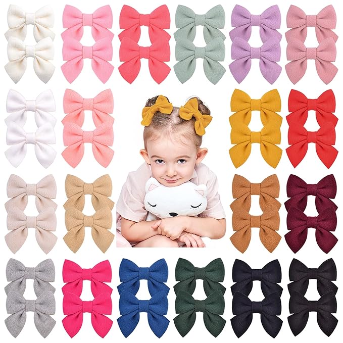 Choicbaby 40PCS/20Colors 2.8 Inches Baby Girls Hair Bows Clips Alligator Clips Felt Woolen Hair Barrettes Hair Accessories for Toddlers Infants Kids and Little Girls