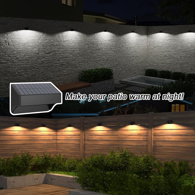 ZCXLIGHT Solar Fence Lights Outdoor,Fence Solar Lights Outdoor Waterproof Led IP65 with10 Fixed Colors ＆ RGB Color Changing for Wall Backyard Step Railing Patio Pool Porchaily&Holiday Decorations (8)