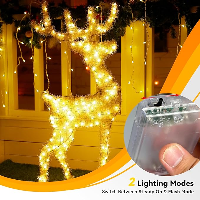 LitHome 8 Pack Warm White Fairy Lights Battery Operated, 20 FT 60 LED Twinkle Lights Battery Operated 2 Modes, Waterproof Led Fairy String Light for Indoor Outdoor Christmas Wedding Bedroom Decor