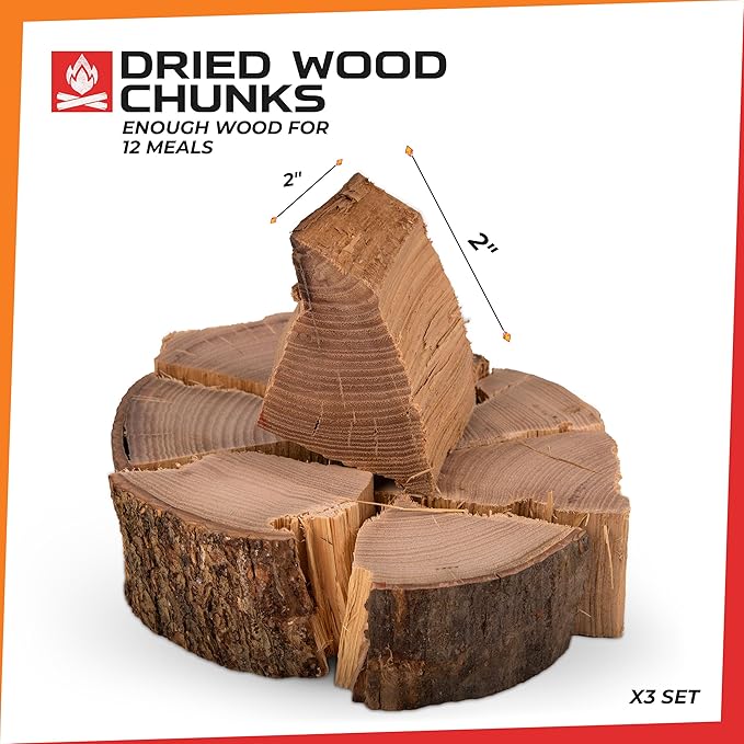 Kiln Dried Firewood, Oak Firewood, Safe, Consistent Cooking Wood, Hand-Selected Wood Chunks for Smoking Upto 12 Meals (Hickory)
