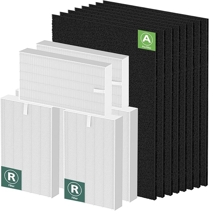 HPA300 HEPA Replacement Filt-er for Honeywell HPA300 Series Air Purifi-ers HPA300 HPA300VP HPA304 HPA3300, Replace HRF-R3 (6 HEPA R Replacement Filt-ers + 8 Activated Carbon Pre-Filter)