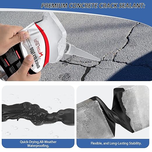 Asphalt Crack Filler, Asphalt Concrete Crack Repair Sealant, Waterproof Self-Leveling Crack Filler for Outdoor Cracks, Driveways, and Sidewalks(2 Pack,2.21LB)