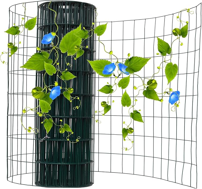 Black Metal Garden Fence, 48inch(H) x 50ft(L), 2 inch x 3 inch,14GA 2/3/4/5/6 Ft Tall Chicken Wire PVC Coated Welded Wire Mesh Roll for Dogs Border Yard Vegetable Plant Protection Poultry Netting