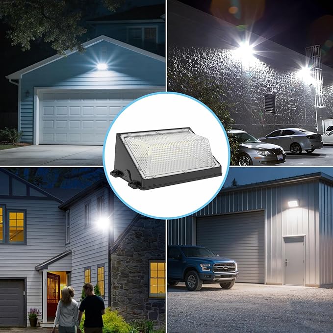HYPERLITE LED Wall Pack 70W: 10500lm Dusk to Dawn Outdoor Lighting - Industrial LED Wall Lights Out Door 2Packs for House Warehouses Driveway UL Listed