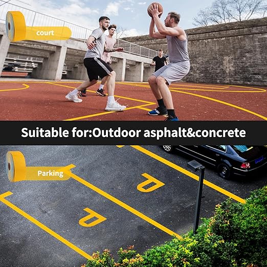 Reflective Pavement Marking Tape Slip-Resistant and Durable, Heavy-Duty Rubber Base for Outdoor Applications, Perfect for Driveways, Walkways, and Parking Areas (Yellow, 3 Inch X 36 Feet)