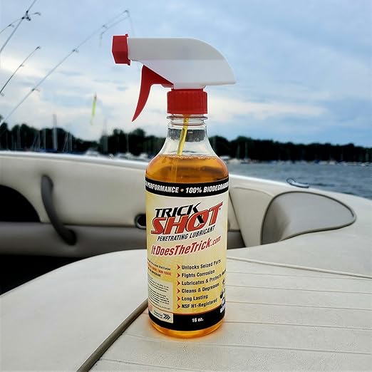 Non-Toxic Penetrating Oil | Eco-Friendly, Non-Flammable, Food Grade & Biodegradable | Rust Inhibitor | 3-in-1 Lubricant, Penetrating Oil, and Degreaser by Trick Shot® USA Made | 16 oz. Spray Bottle
