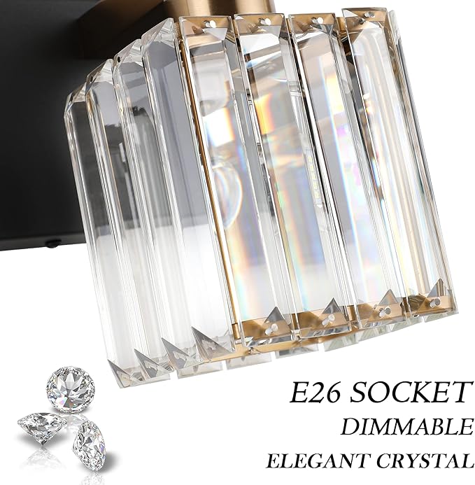 Aipsun Modern Vanity Light Bathroom Lighting Fixtures 5 Light Crystal Bathroom Vanity Light Fixtures (Exclude Bulb)