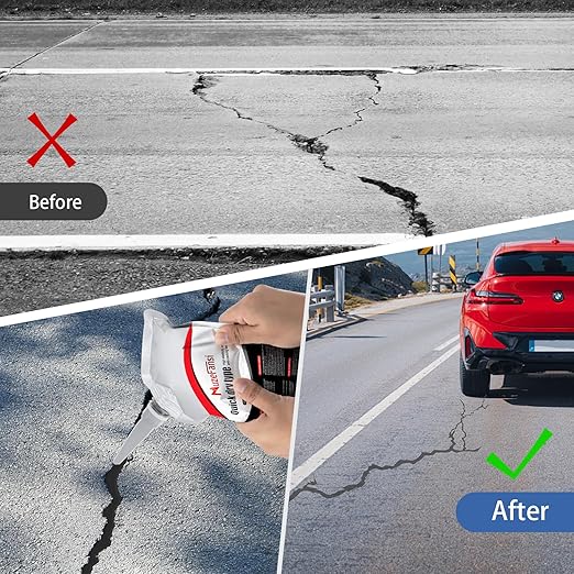 Asphalt Crack Filler, Asphalt Concrete Crack Repair Sealant, Waterproof Self-Leveling Crack Filler for Outdoor Cracks, Driveways, and Sidewalks(2 Pack,2.21LB)