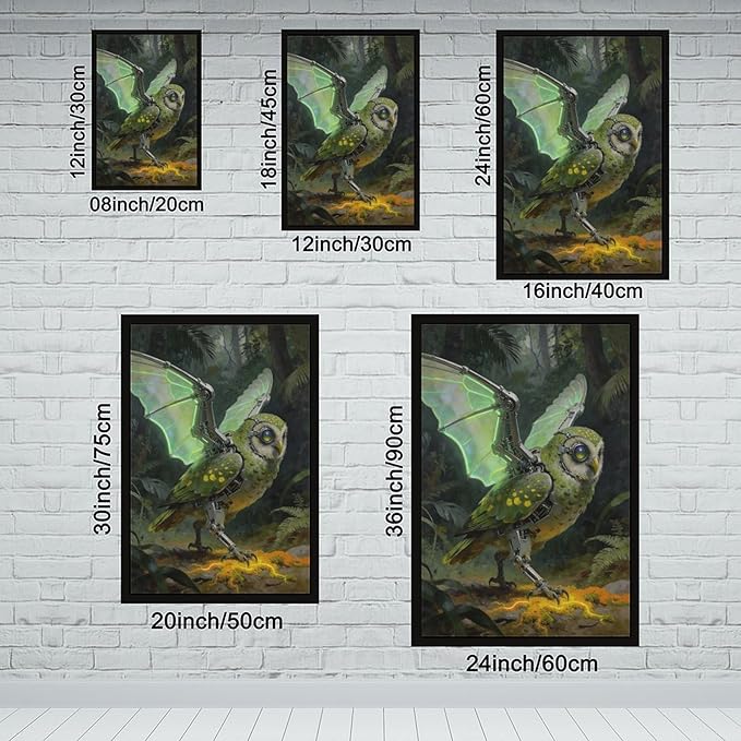 Framed Cyber Fantasy Wall Art for Living Room And Home Office Modern Sci Fi Nature Inspired Decor 20x30in