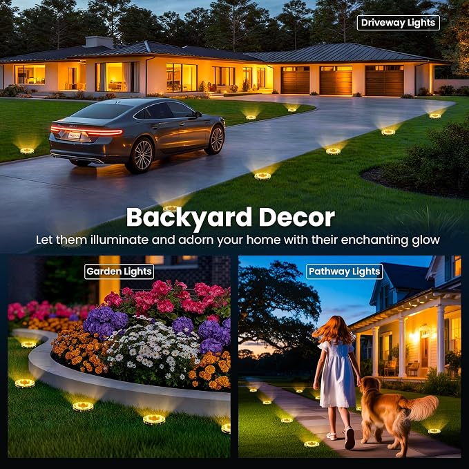 SOLPEX Solar Ground Lights 20 Pack, Solar Pathway Lights Outdoor Waterproof, Landscape Lighting for Garden, Walkway, Driveway, Yard, Deck, Patio, Swimming Pool (Warm White)
