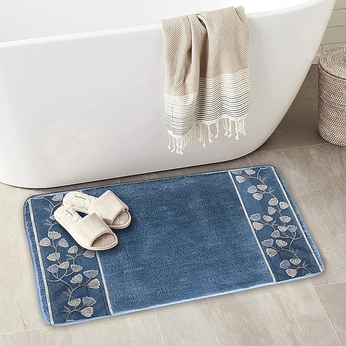 Zahari Home Capri Bathroom Rug Luxury Bath Rug Washable Beautiful Shower Mat Unique Design Stylish Non Slip Shower Mat Royal Blue Bath Rug Bath Shower Tub Decor