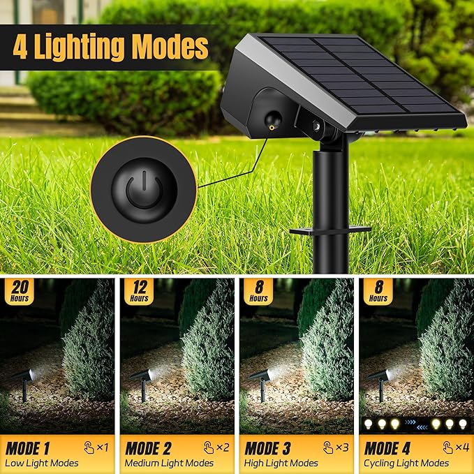 Solar Spot Lights Outdoor, [10 pack/118 LED] 4 Modes Auto On/Off Solar Landscape Spotlights, Ip67 Waterproof Solor Powered Pathway Lights for Outside Yard Garden Walkway Tree Patio (Cool White)
