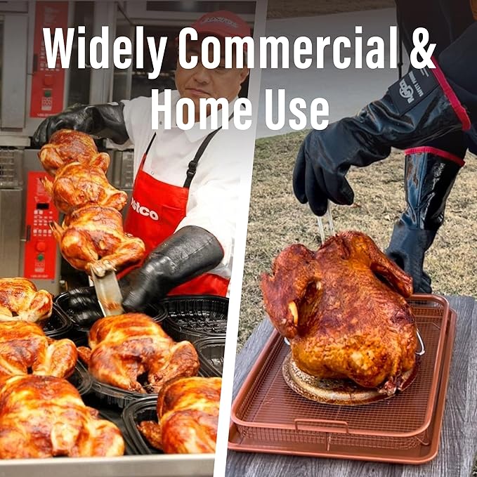 RAPICCA 932°F Heat Resistant BBQ Grill Gloves: Oil Resistant Waterproof for Smoking Grilling Cooking Barbecue Deep Frying Turkey Rotisserie Handling Hot Greasy Meat Grilling Stocking Stuffers for Men