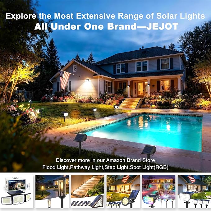 JEJOT Solar Spot Lights Outdoor Waterproof IP65,6 Pack,Cool Light, 2 Lighting Modes Selectable, Solar Powered Yard Garden Solar Spot Lights for Garden Outside Landscape Auto On/Off