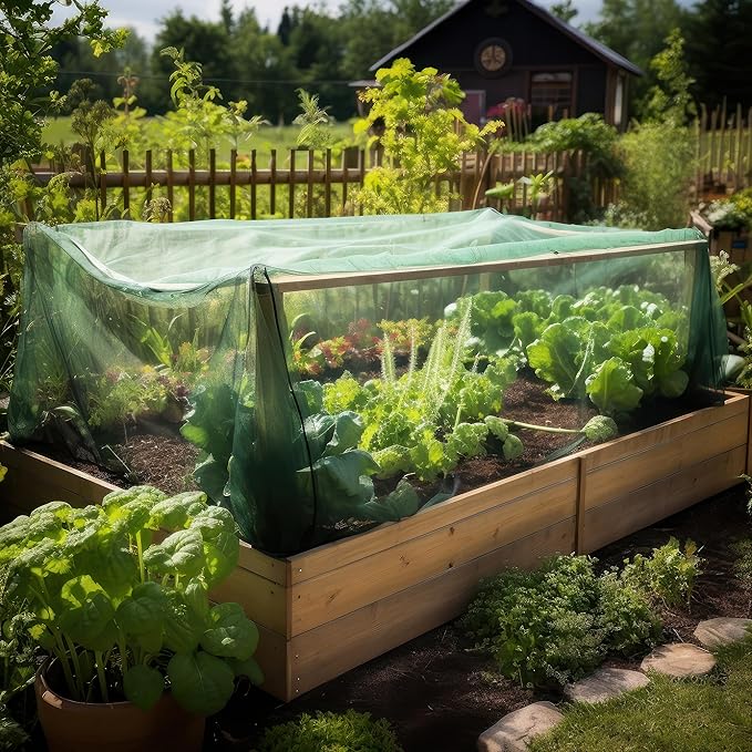 Green DIY Mosquito Net Fabric | 10x30 FT Netting | Insect Cover for Garden, Patio, Outdoor & Windows | Multiple Sizes in Black, White & Green | Raised Bed Screen Mesh Barrier
