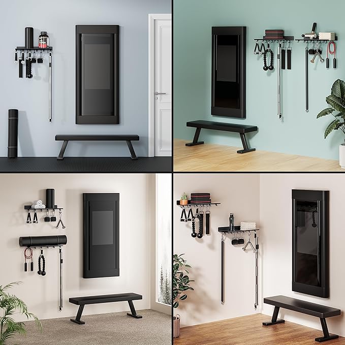 Crostice 1-Tier Floating Shelf Compatible with Tonal Accessories, Home Gym Storage Shelf, Gym Rack Wall Mount Organizer, Workout Metal Holder, T-Bracket Lock Adapters Hanger, US Patent Holding