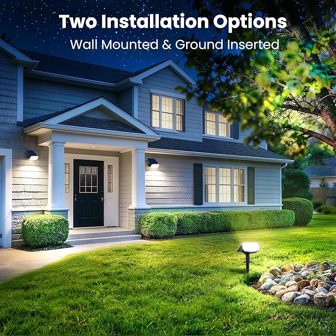 JEJOT Solar Spot Lights Outdoor Waterproof IP65,6 Pack,Cool Light, 2 Lighting Modes Selectable, Solar Powered Yard Garden Solar Spot Lights for Garden Outside Landscape Auto On/Off