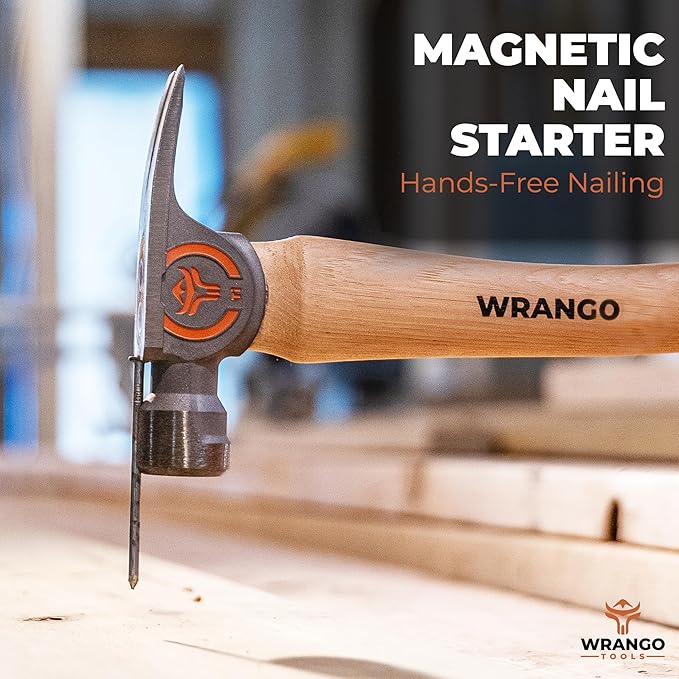 Wrango Tools Titanium Nailing Hammer – 14oz Head, 14.5in Wood Handle, Smooth Face, 38mm Diameter Pole