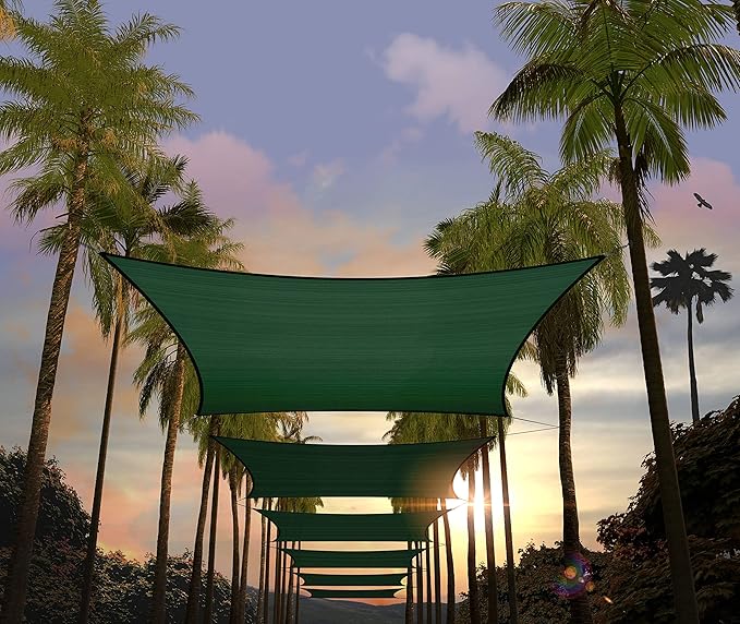 Amgo Custom Size 12' x 21' Green Rectangle Square Sun Shade Sail UPF50+ AGTAPR1620, Order to Make Canopy Awning, 95% UV Blockage, Water & Air Permeable, Commercial and Residential (We Customize)