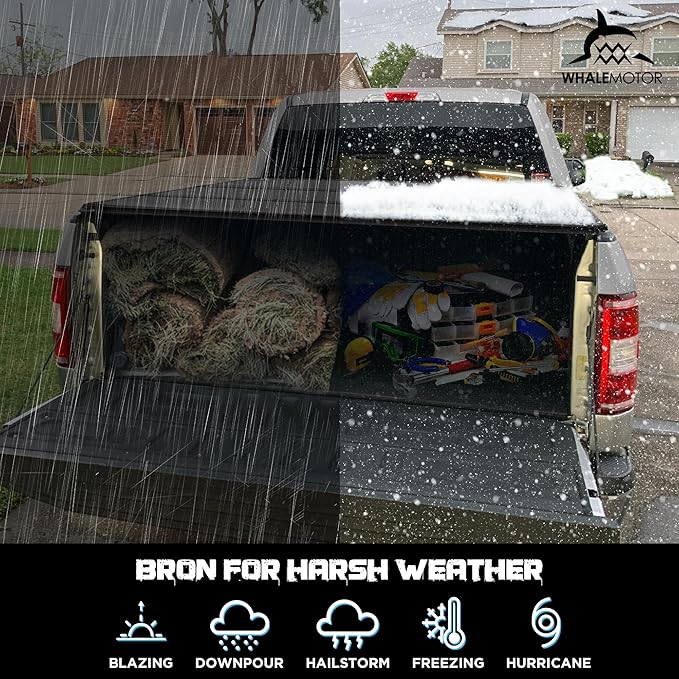 Hard Folding Truck Bed Tonneau Cover Compatiable with Chevy Silverado & GMC Sierra 1500(2007-2025) 5.8 FT Short Box(NO CarbonPro Bed), Tri Fold Style