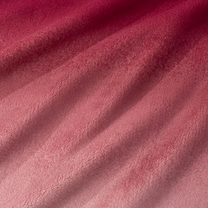 Berkshire Blanket-Classic Heavyweight Soft Printed VelvetLoft® Plush Throw Blanket, Cozy and Fuzzy, Ombre Burgundy, 50in x 70in