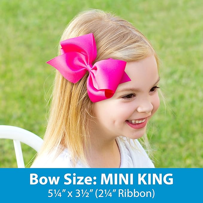 Wee Ones Girls' 3 pc Set Solid Grosgrain Variety Pack on a WeeStay No-Slip Hair Clip, Mini King, Red, Yellow, and Green