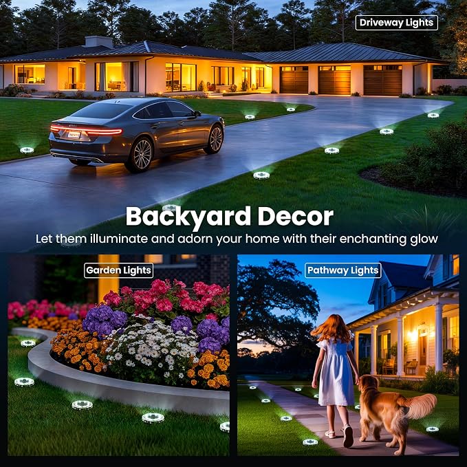 SOLPEX Solar Ground Lights 20 Pack, Solar Pathway Lights Outdoor Waterproof, Landscape Lighting for Garden, Walkway, Driveway, Yard, Deck, Patio, Swimming Pool (Cool White)