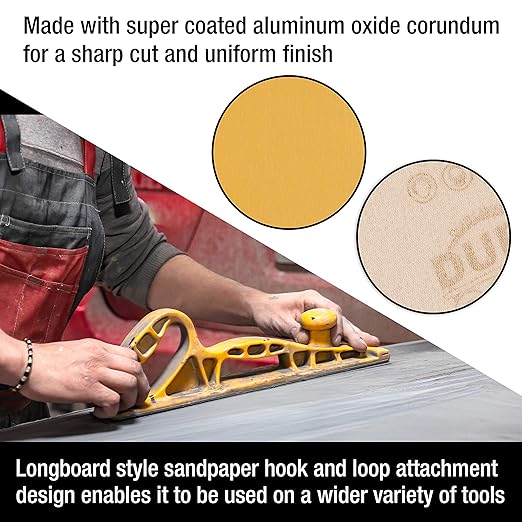 Dura-Gold Premium - 1000 Grit Gold - Hook & Loop Backing Longboard Continuous Sandpaper Roll, 2-3/4" Wide, 12 Yards Long - For Automotive Detailing, Fine Color Sanding, Long Board Sander, Hand Blocks