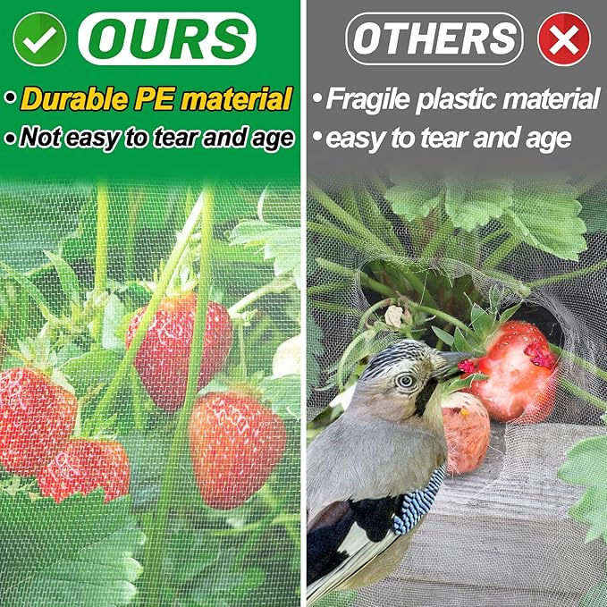 10x20ft Large Garden Netting - Ultra Fine Mesh Plant Covers to Keep Small Animals Pest Out, Bird Barrier for Protecting Vegetables Fruits Flowers Raised Beds (Without Support Pole)