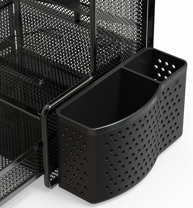 Simple Houseware SHW 6-Compartment Desktop Organizer with Drawer, Black
