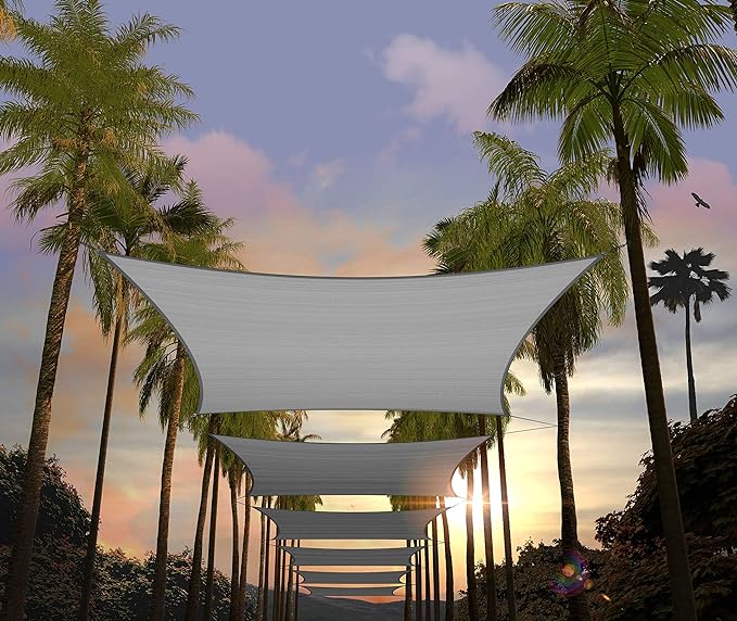 Amgo Custom Size 12' x 18' Grey Rectangle Square Sun Shade Sail UPF50+ AGTAPR1620, Order to Make Canopy Awning, 95% UV Blockage, Water & Air Permeable, Commercial and Residential (We Customize)
