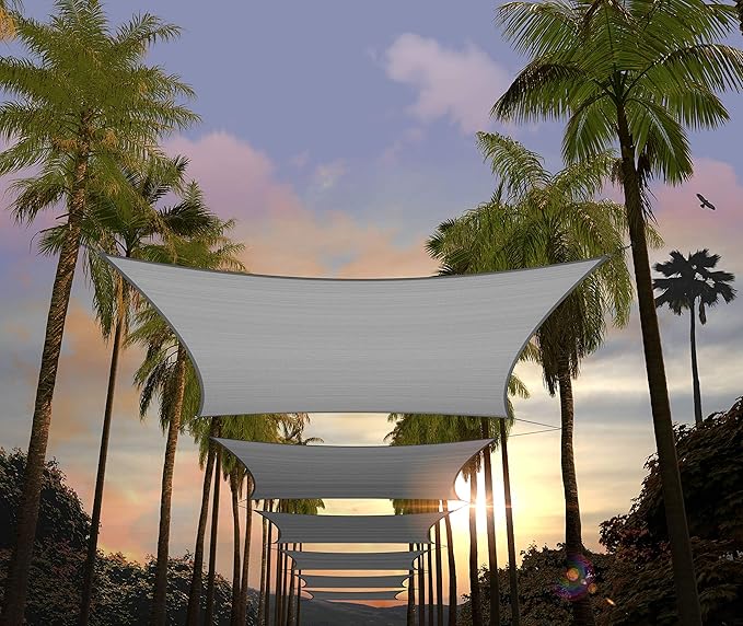 Amgo Custom Size 10' x 18' Grey Rectangle Square Sun Shade Sail UPF50+ AGTAPR1620, Order to Make Canopy Awning, 95% UV Blockage, Water & Air Permeable, Commercial and Residential (We Customize)