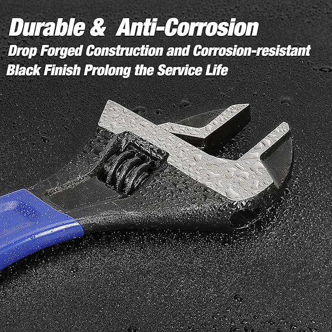 WORKPRO 2-Piece Adjustable Wrench Set, 6-Inch & 10-Inch Wide Jaw Black Oxide Wrench, Cr-V Steel, Metric & SAE Scales, Max Jaw Opening 15/16" & 1-5/16", for Home Repairs, Plumbing, Garage Work