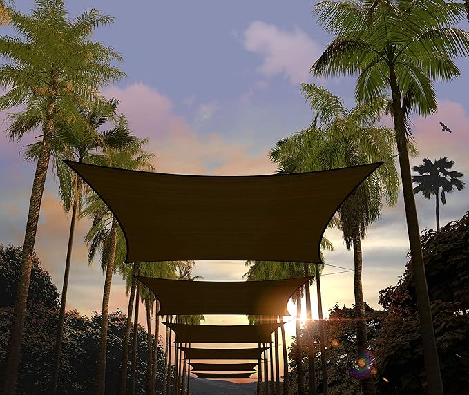 Amgo Custom Size 11' x 23' Black Rectangle Square Sun Shade Sail UPF50+ AGTAPR1620, Order to Make Canopy Awning, 95% UV Blockage, Water & Air Permeable, Commercial and Residential (We Customize)