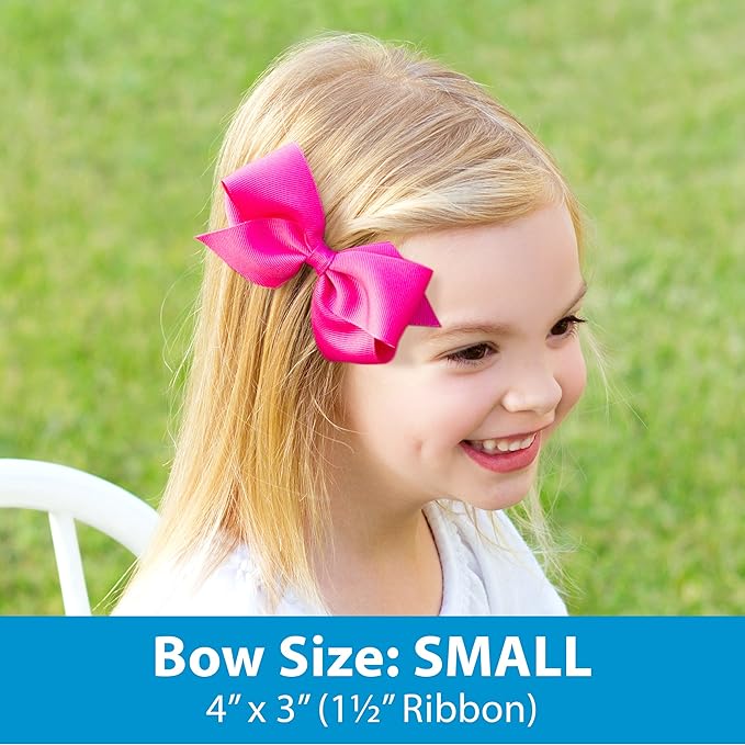 Wee Ones Girls' Classic Grosgrain Hair Bow on a Matching Baby Hair Band, For All Hair Types, Small Bow, 6-24 Months, White