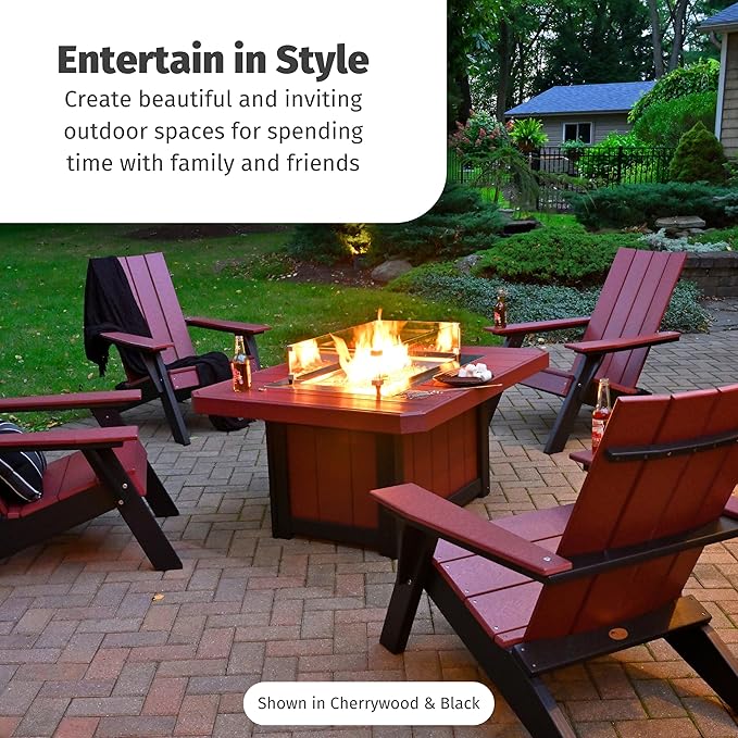 LuxCraft 51" Lumin Rectangular Gas Propane Fire Pit Table for Outdoor Patio with Tempered Glass Wind Guard and Stainless Steel Burner Cover - Amish Made in USA (Antique Mahogany)