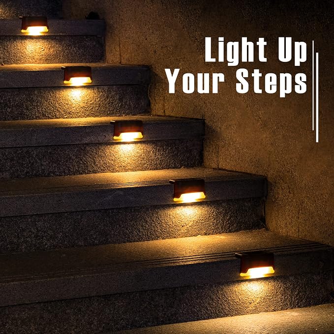 GIGALUMI Led Solar Deck Lights, 20 Pack Waterproof for Outdoor Stairs, Step, Fence, Railing, Yard and Patio (Warm White)