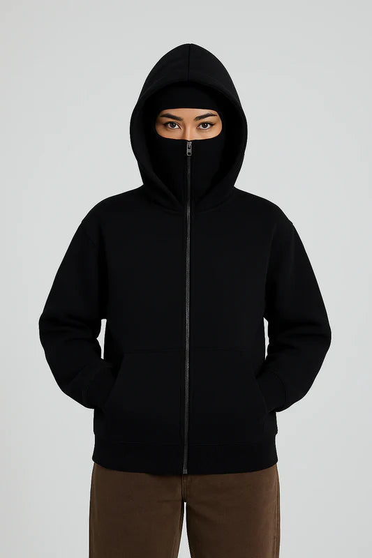 Balaclava Ninja Zipper Hoodie Jacket For Women