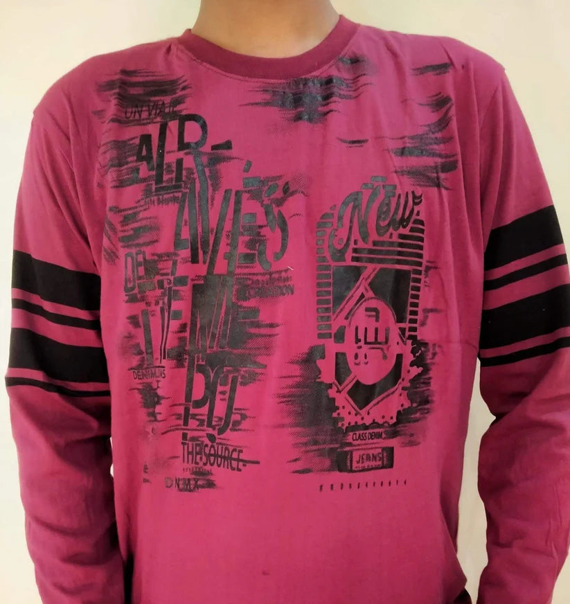 Maroon Full Sleeve Men's T- Shirt