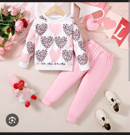 Pink Heart Printed Kids Winter Suit ( Each )