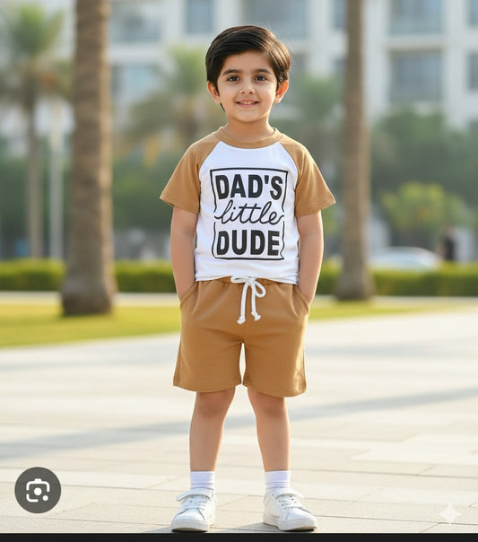 Kids Dad's Print T-Shirt & Shorts Set