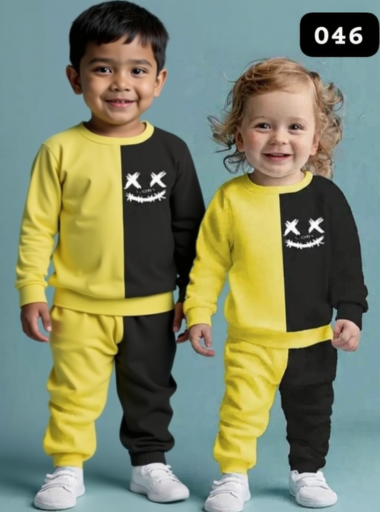 Yellow & Black Smile Printed Kids Winter Suit ( Each )