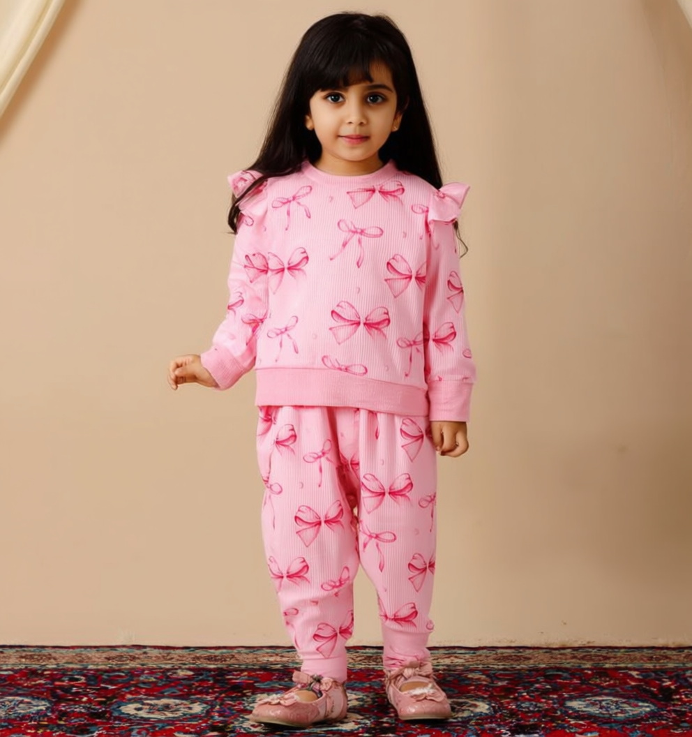 Pink Ribbon Printed Kids Winter Suit ( Each )
