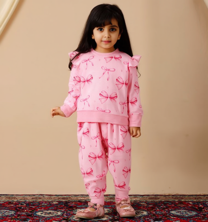 Pink Ribbon Printed Kids Winter Suit ( Each )