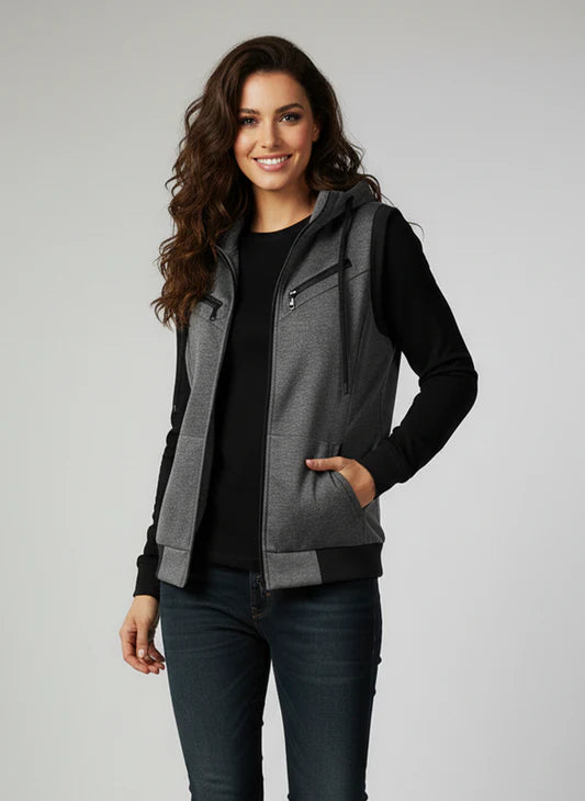 Winter Sleeveless Hooded Zipper For Women
